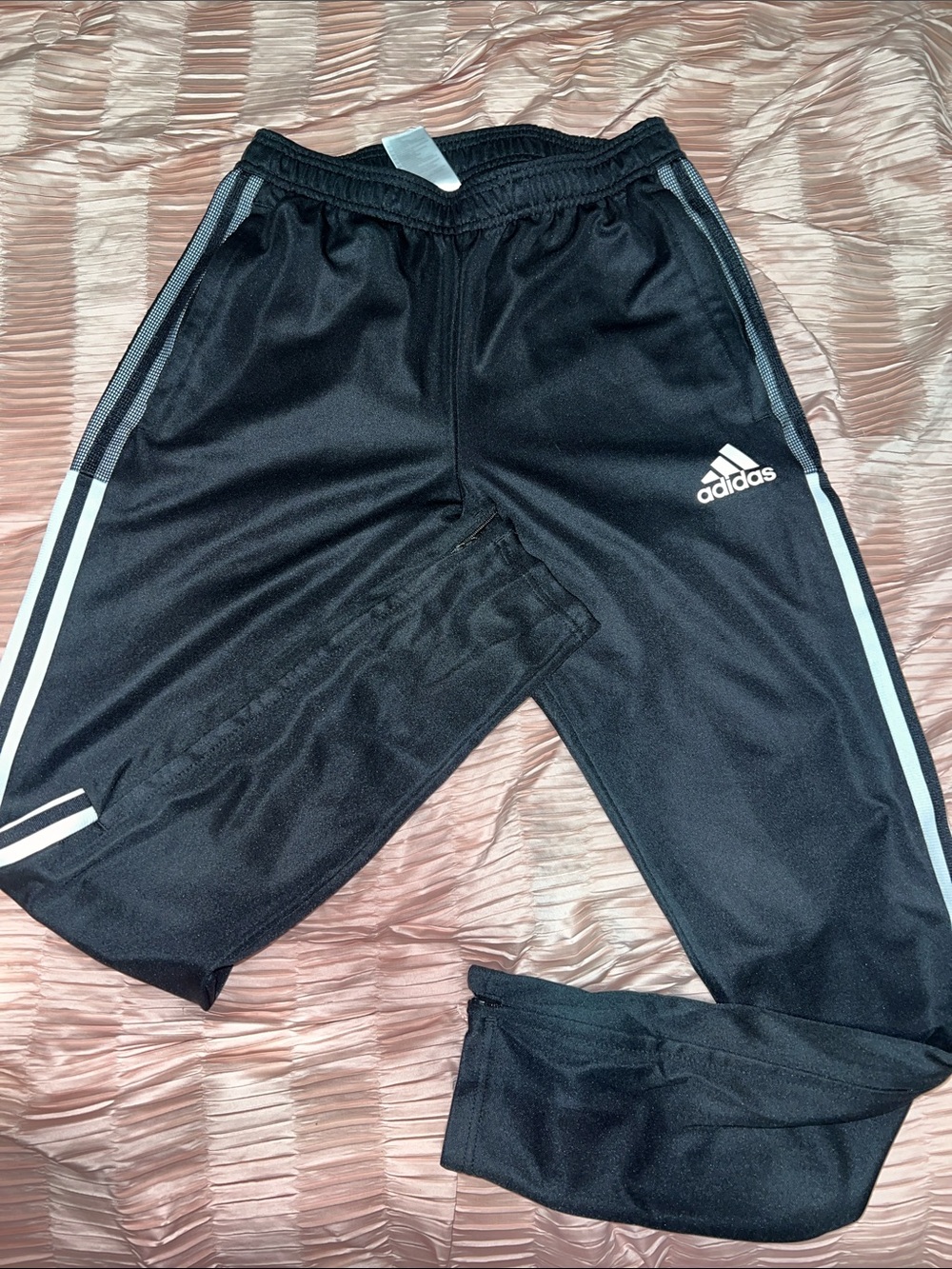 adidas Black Kids Joggers with White Side Stripes
